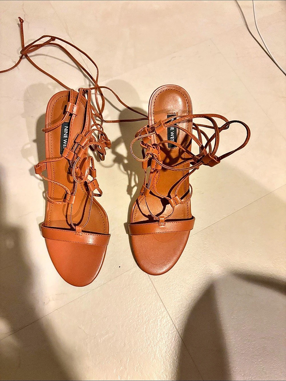 Nine West Brown Lace-Up Heels